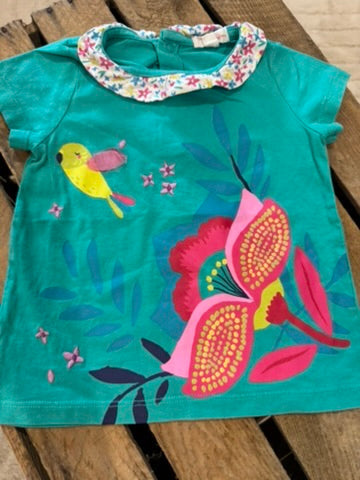 T-shirt imprimé fleur et oiseau vert Du Pareil au Même 18 mois ♻️