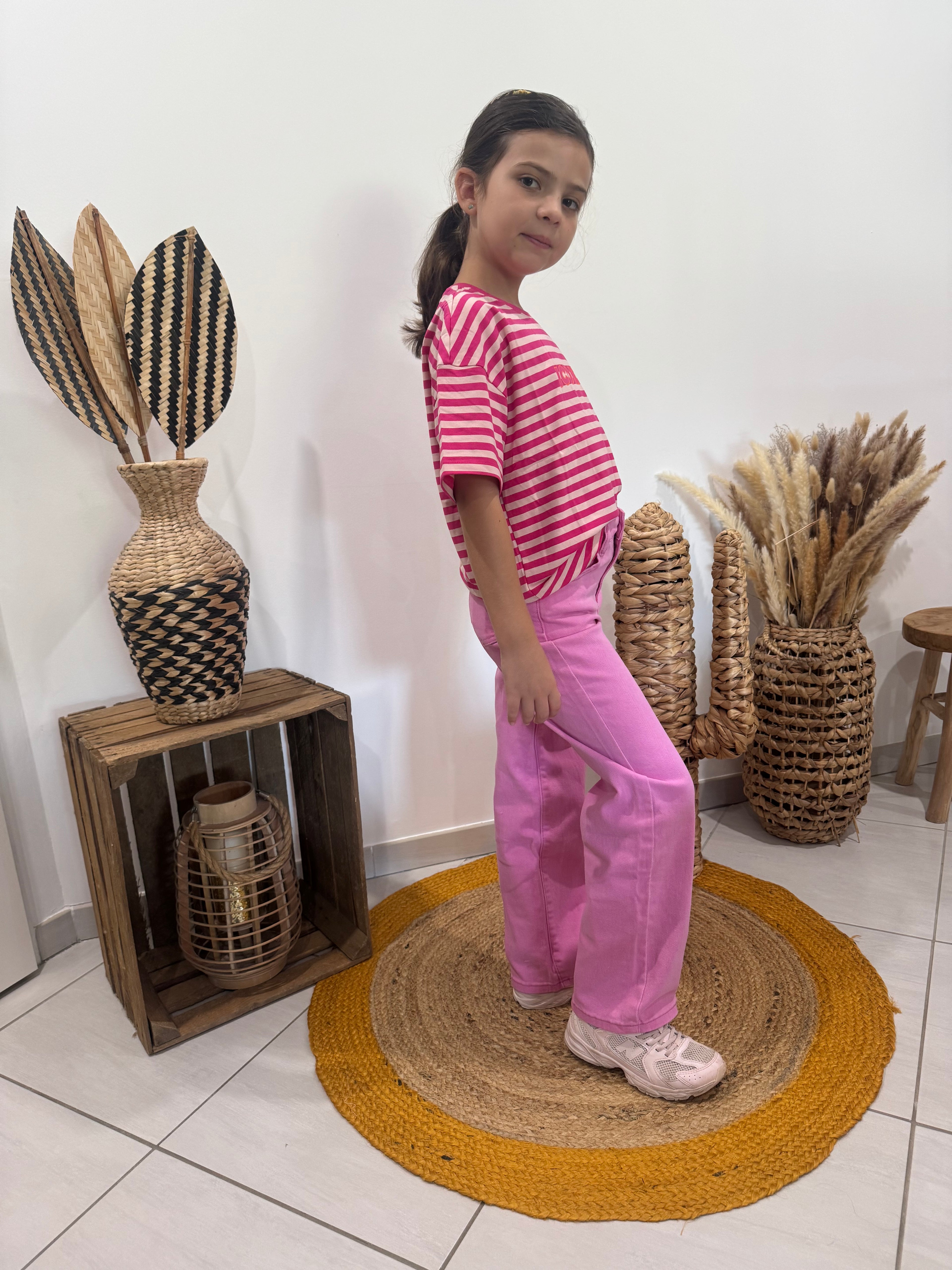 T-shirt rayé Iconic rose foncé/rose clair - fille