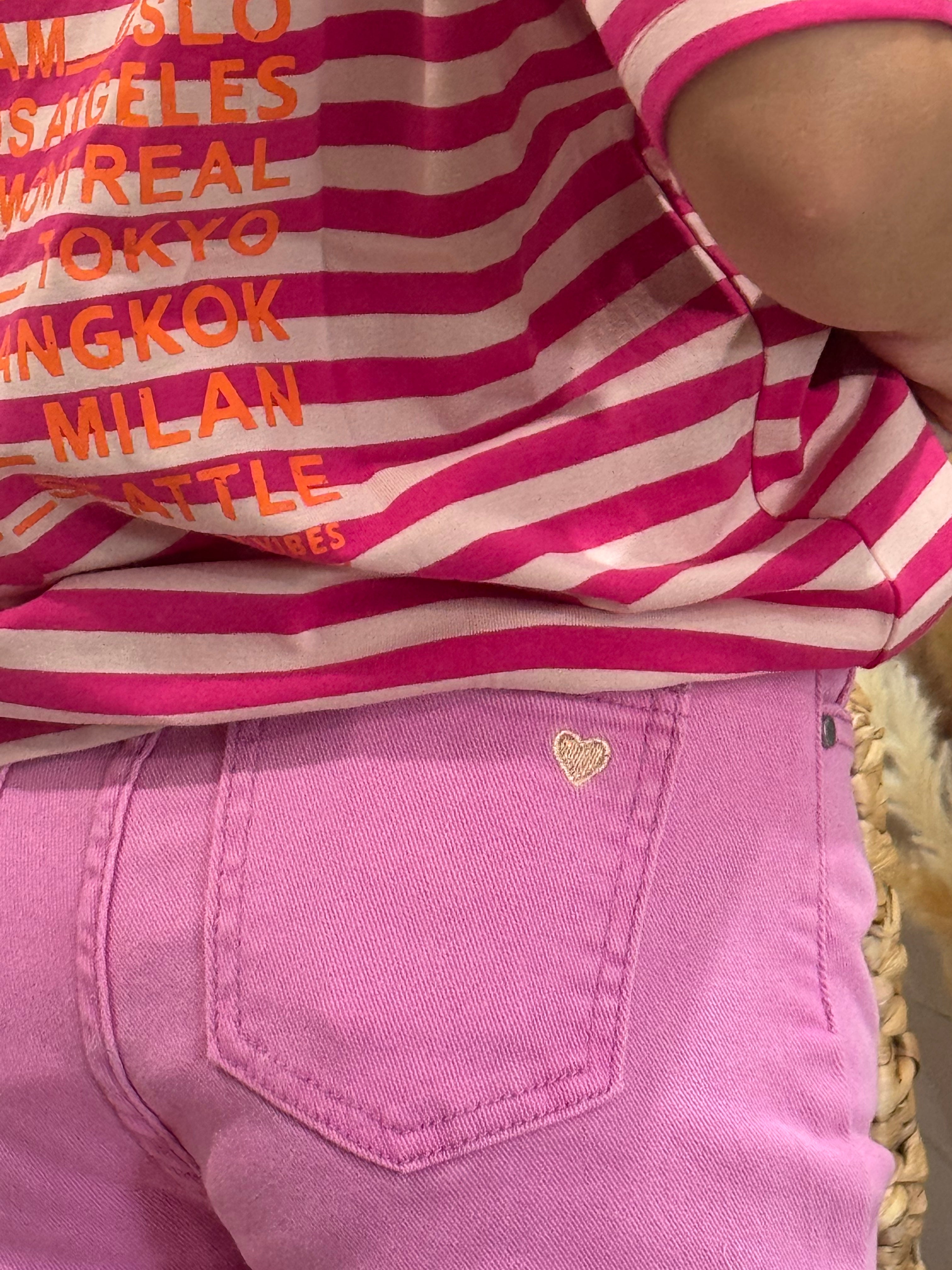 Jeans à jambe large rose foncé - fille