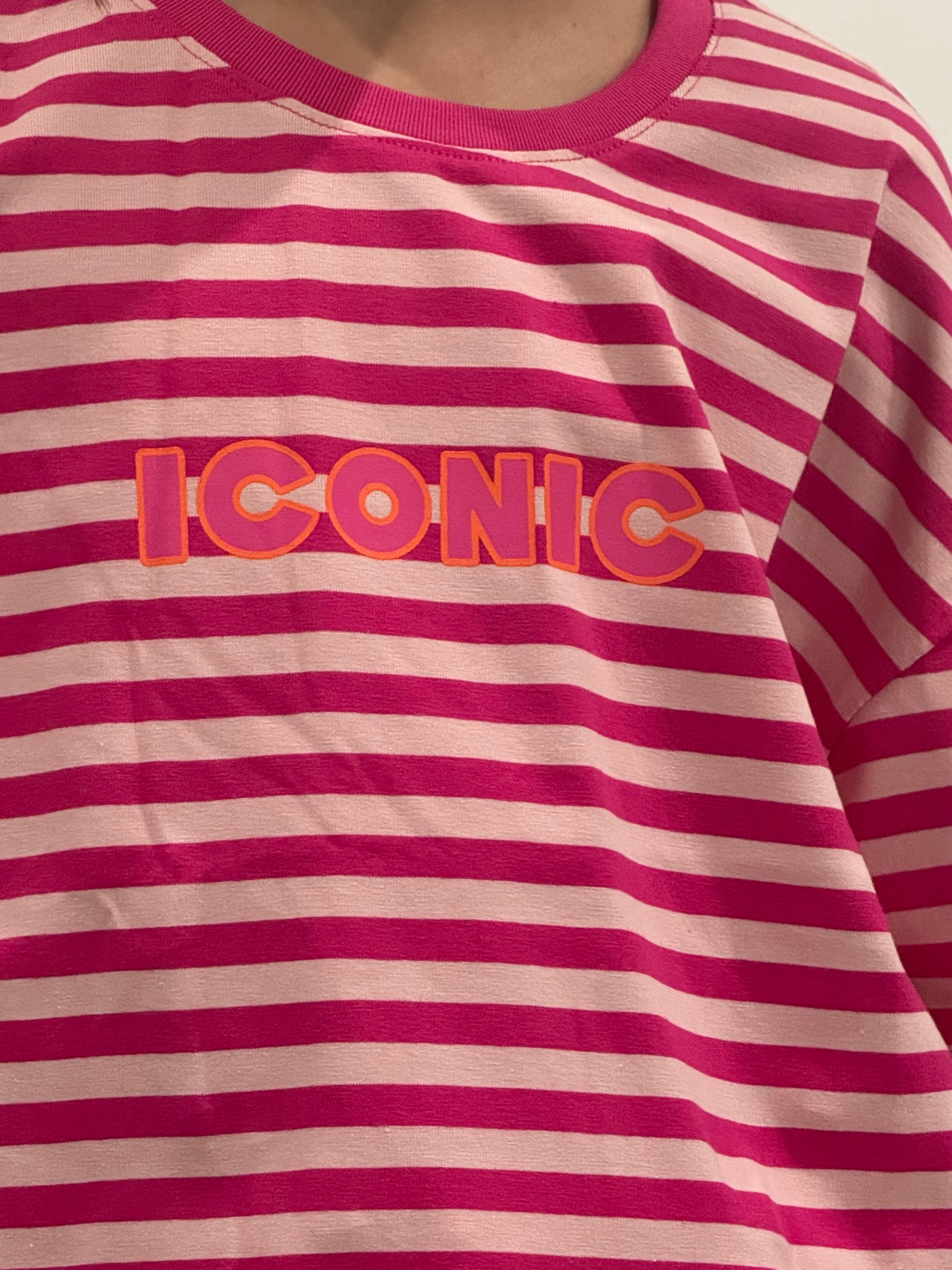 T-shirt rayé Iconic rose foncé/rose clair - fille