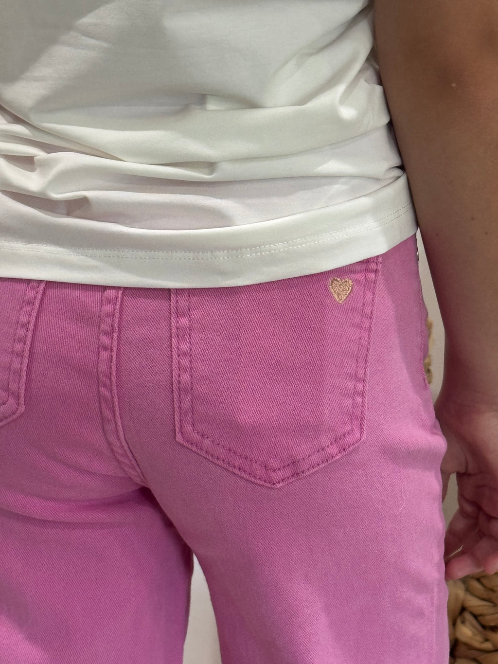 Jeans à jambe large rose foncé - fille