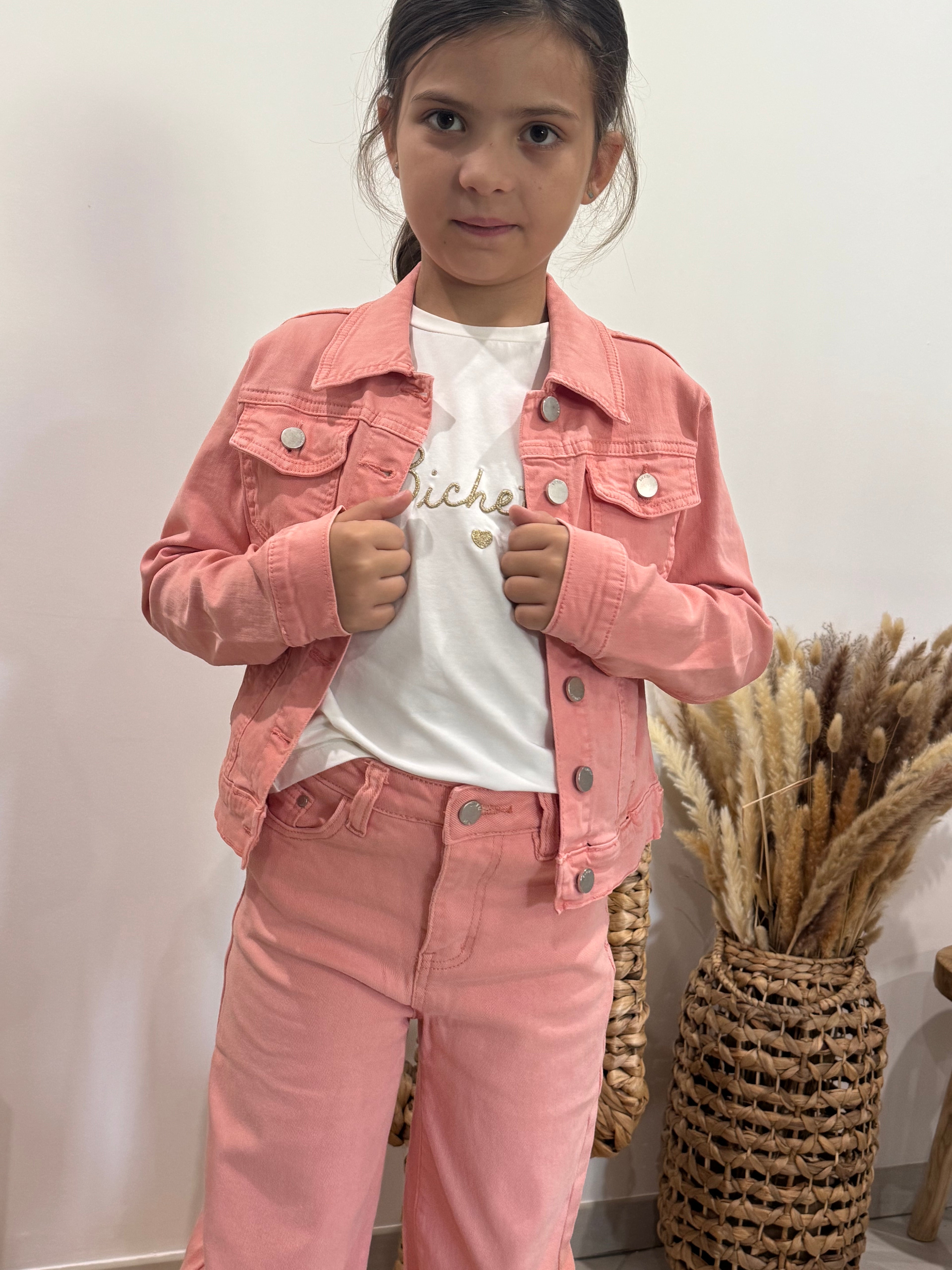 Veste en jean rose - fille