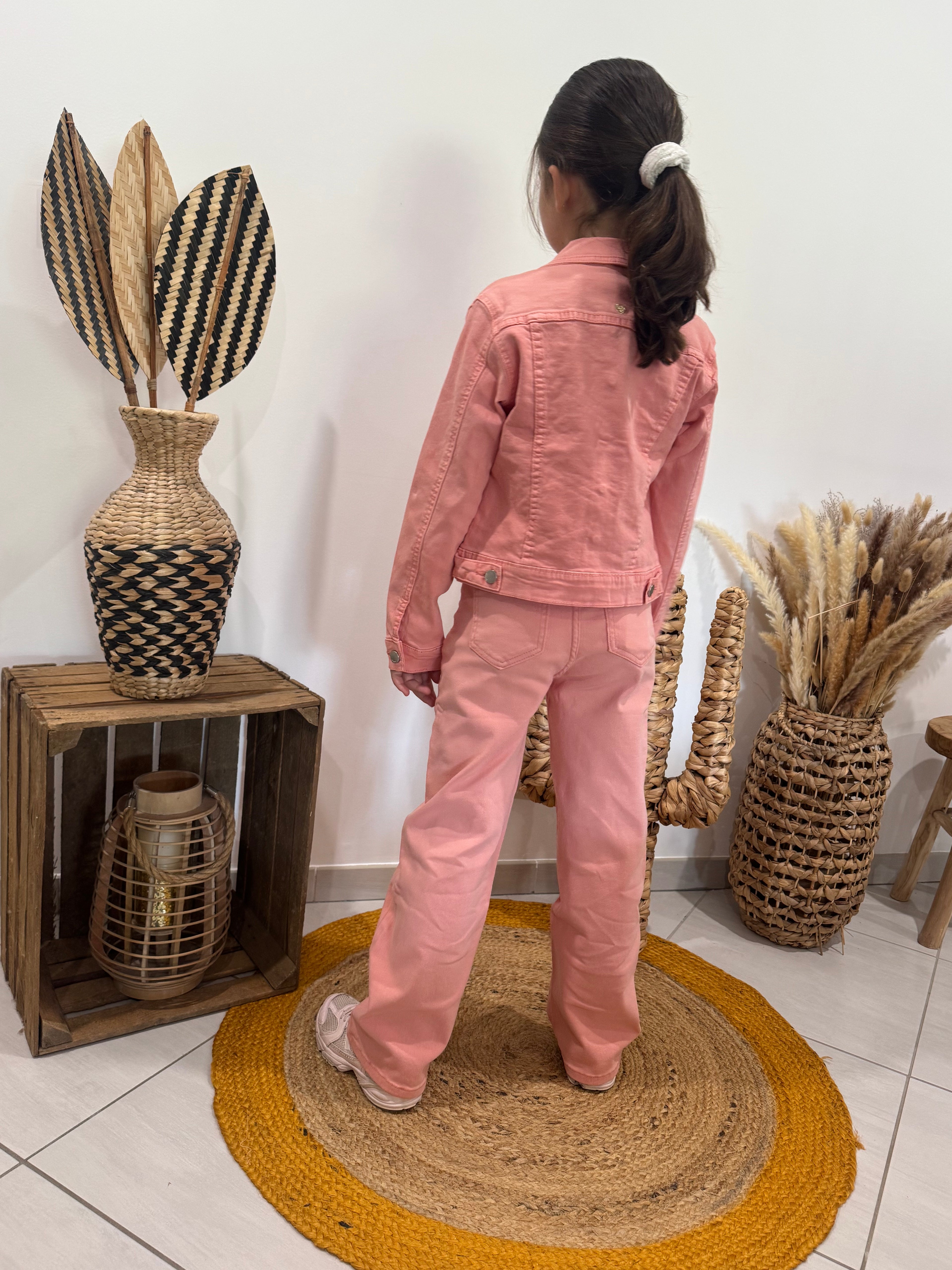 Jeans à jambe large rose clair - fille